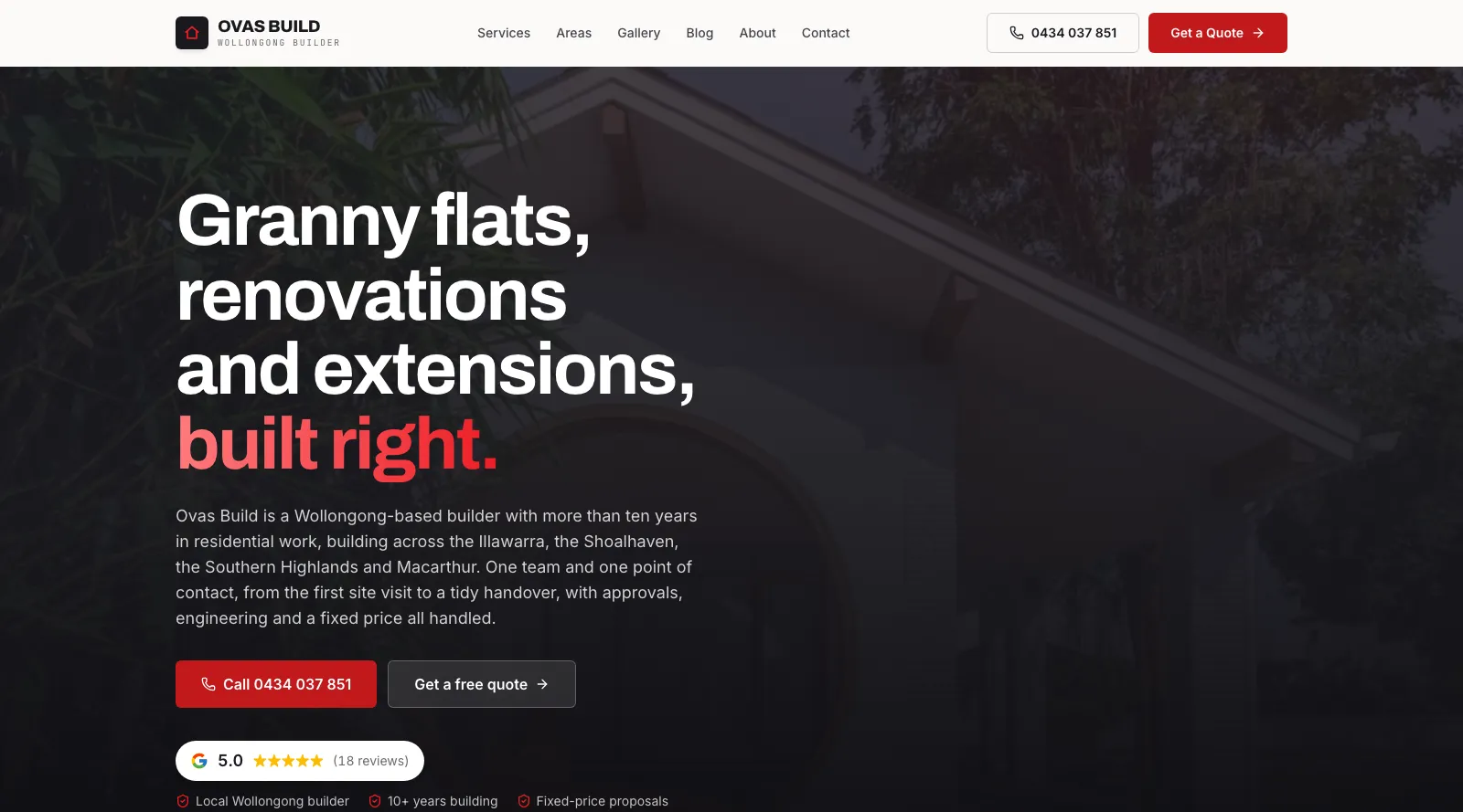 Ovas Build website